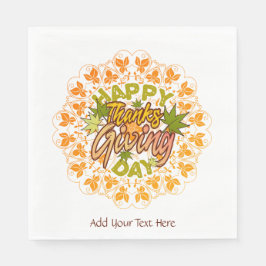 Thanksgiving Orange Bohemian Mandala Autumn Leaves スタンダードランチョンナプキン