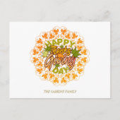 Thanksgiving Orange Bohemian Mandala Autumn Leaves ポストカード (正面)