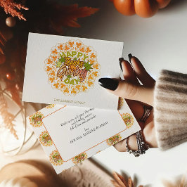 Thanksgiving Orange Bohemian Mandala Autumn Leaves ポストカード
