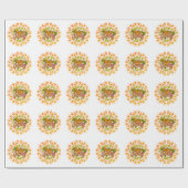 Thanksgiving Orange Bohemian Mandala Autumn Leaves ラッピングペーパー (フラット)