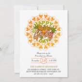 Thanksgiving Orange Bohemian Mandala Autumn Leaves 招待状 (正面)