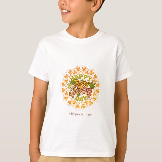 Thanksgiving Orange Bohemian Mandala Autumn Leaves Tシャツ (正面)