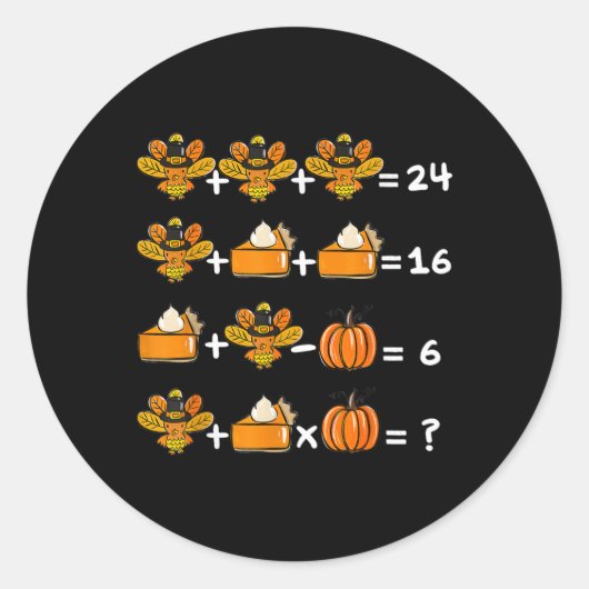 Thanksgiving Order Of Operations Math Teacher Quiz ラウンドシール (正面)