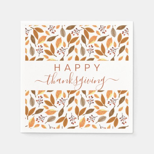 Thanksgiving Paper Napkins – Fall Leaves Design スタンダードカクテルナプキン (正面)
