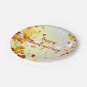 Thanksgiving Paper Plates With Autumn Leaves ペーパープレート (アングル)