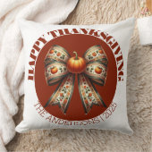  Thanksgiving Party& custom Family Name Simple クッション (ブランケット)