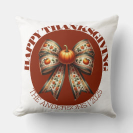  Thanksgiving Party& custom Family Name Simple クッション