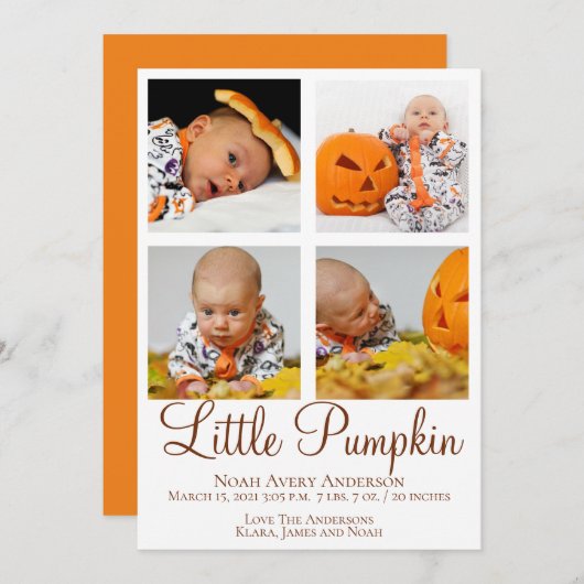 Thanksgiving Photo Birth Announcement 招待状 (正面/裏面)