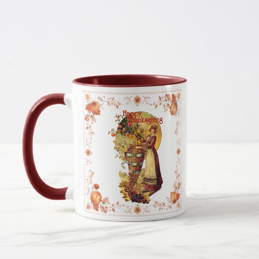 Thanksgiving Pilgrim Girl Coffee Mug マグカップ (左)