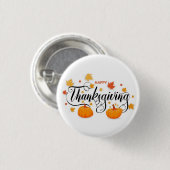 Thanksgiving Pin Button — Pumpkin Pin Button 缶バッジ (正面&裏面)