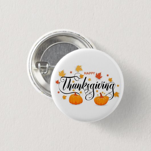 Thanksgiving Pin Button — Pumpkin Pin Button 缶バッジ (正面&裏面)