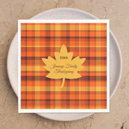 Thanksgiving Plaid Maple スタンダードランチョンナプキン