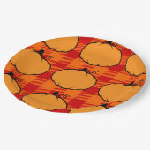 Thanksgiving Plaid Pumpkin Drawing ペーパープレート (アングル)