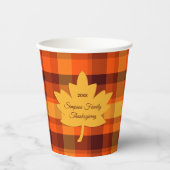 Thanksgiving Plaid with Maple Leaf 紙コップ (正面)