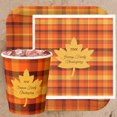Thanksgiving Plaid with Maple Paper Products  ペーパープレート