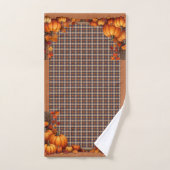 Thanksgiving Plaid with Pumpkin Border ハンドタオル (ハンドタオル)