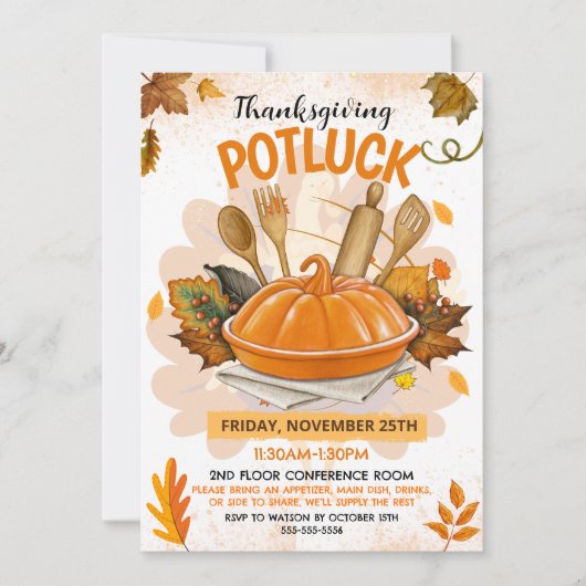 Thanksgiving Potluck Invitation 招待状 (正面)