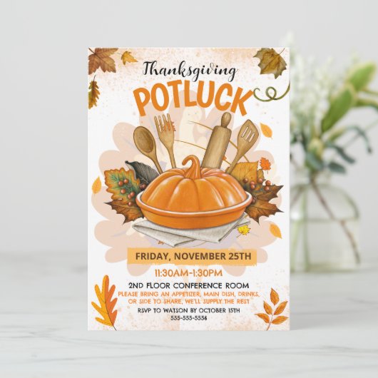 Thanksgiving Potluck Invitation 招待状 (スタンド正面)