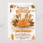 Thanksgiving Potluck Invitation 招待状 (正面/裏面)
