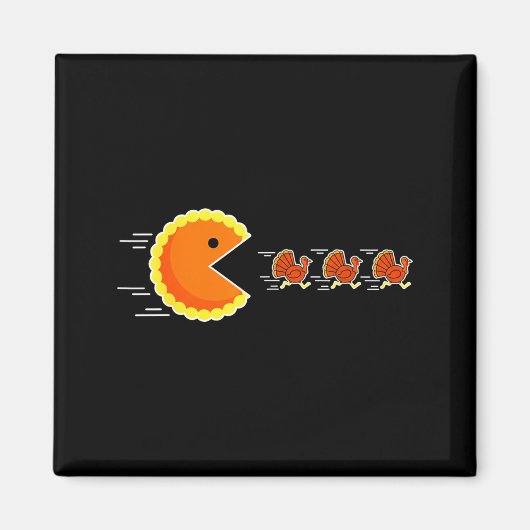 Thanksgiving Pumpkin E Chasing Turkey Gamer Men Wo マグネット (正面)