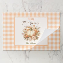 Thanksgiving Pumpkin Gingham Tearaway Placemat