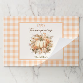Thanksgiving Pumpkin Gingham Tearaway Placemat ペーパーパッド