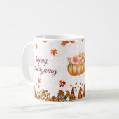 Thanksgiving Pumpkin Gnome Banner コーヒーマグカップ (正面左)