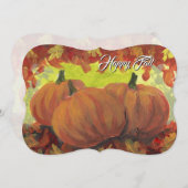 Thanksgiving Pumpkins #1 Fall Autumn Leaves シーズンカード (正面/裏面)