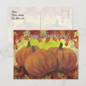 Thanksgiving Pumpkins #1 Fall Autumn Leaves シーズンポストカード (正面/裏面)