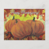Thanksgiving Pumpkins #1 Fall Autumn Leaves シーズンポストカード (正面)