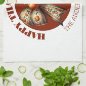 Thanksgiving pumpkins white &brown create your own キッチンタオル (折り畳み)