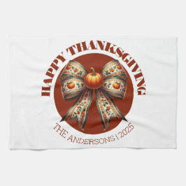 Thanksgiving pumpkins white &brown create your own キッチンタオル