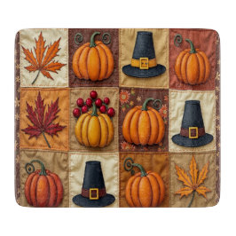 Thanksgiving Quilt Glass Cutting Board カッティングボード