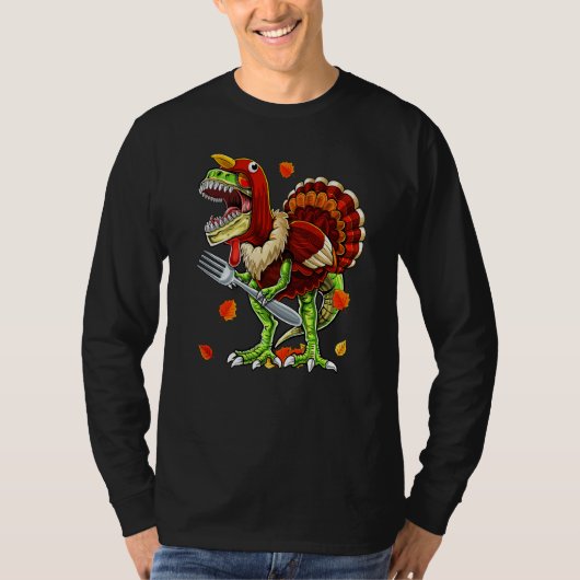 Thanksgiving Rex Dinosaur Turkey Costume Kids  Boy Tシャツ (正面)