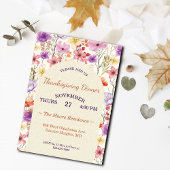 Thanksgiving Romantic Watercolor Florals Custom 招待状