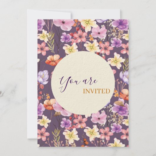 Thanksgiving Romantic Watercolor Florals Custom 招待状 (裏面)