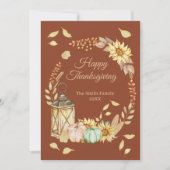 Thanksgiving Rustic Watercolor Flat Holiday Card シーズンカード (正面)