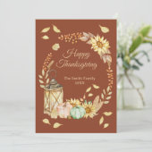 Thanksgiving Rustic Watercolor Flat Holiday Card シーズンカード (スタンド正面)