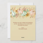 Thanksgiving Rustic Watercolor Flat Holiday Card シーズンカード (裏面)