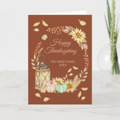 Thanksgiving Rustic Watercolor Folded Holiday Card シーズンカード (正面)