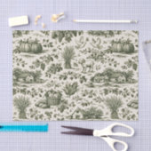 Thanksgiving Sage Green Harvest Toile 薄葉紙 (クラフト)
