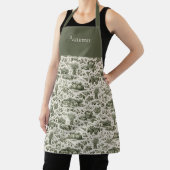 Thanksgiving Sage Green Harvest Toile Personalized エプロン (インサイチュ)