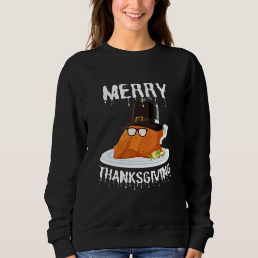 Thanksgiving Scrub Tops Merry Thanksgiving  Turkey スウェットシャツ (正面)