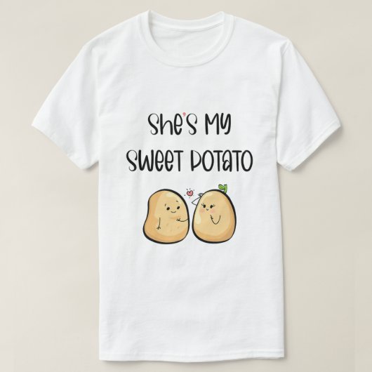 Thanksgiving She's My Sweet Potato I Yam Couples T Tシャツ (デザイン正面)