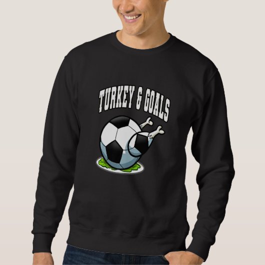 Thanksgiving Soccer Turkey Goals Men Boys スウェットシャツ (正面)