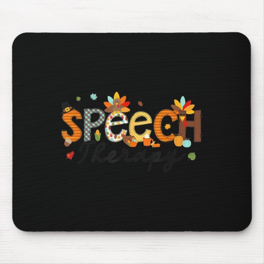 Thanksgiving Speech Therapy Thankful Slp Turkey Sp マウスパッド (正面)
