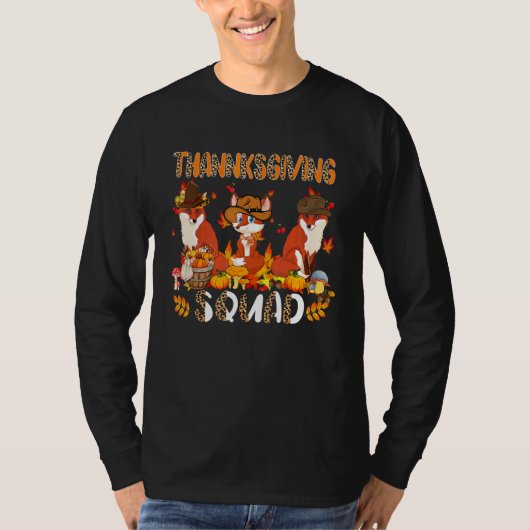 Thanksgiving Squad Leopard Three Fall Foxes Wearin Tシャツ (正面)