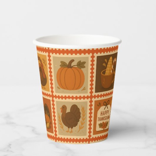 Thanksgiving Stamp Collage Party 紙コップ (正面)