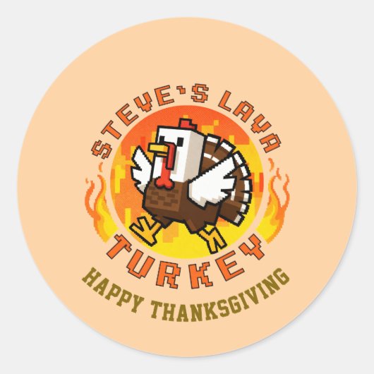 Thanksgiving Steve's Lava Turkey Plate ラウンドシール (正面)