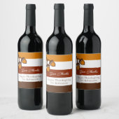 Thanksgiving Stripes and Acorns ワインラベル (ボトル)